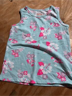Cat & Jack Toddler Floral Tank - Light Blue & Pink